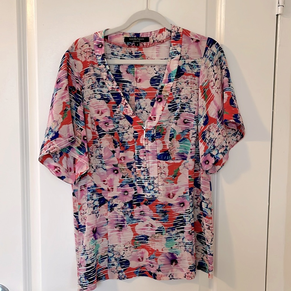 Nanette Lapore Floral Silk Blouse Size 2